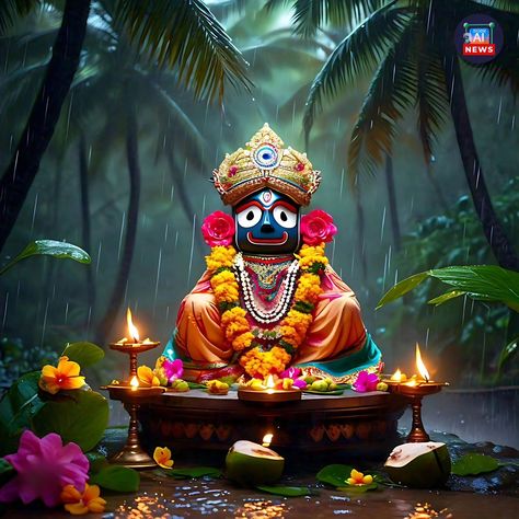 Kala thakura❤️ Lord jagannath in various ai landscapes🙌 Jagannath Pic, Jagannath Image, Jagannath Photo, Rath Yatra, Shri Ganesh Images, Lord Jagannath, Last Rites, Unique Flags, Shri Ganesh