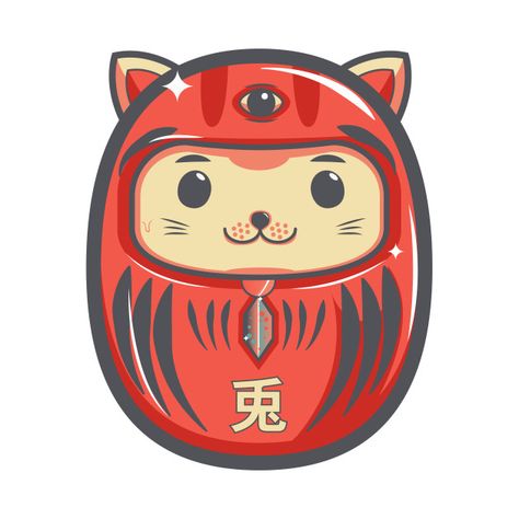 2d Tattoo, Tattoo Daruma, Japanese Lucky Charm, Japanese Daruma, Lucky Cat Tattoo, Funky Shirt, Kimono Remake, Fortune Cat, Daruma Doll