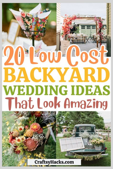 Backyard Wedding October, Outside Home Wedding Ideas, Cheap Spring Wedding Ideas, Wedding Diy Activities, Diy Wedding Backyard, Budget Garden Wedding, October Outdoor Wedding Ideas, Wedding Decoration Ideas At Home, Outdoor Ceremony Set Up