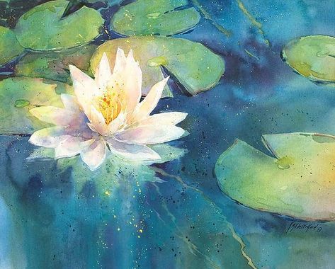 water lily | WATERCOLOR, ACRYLIC #2 | Pinterest | Water Lilies ... Water Lilies Painting, Lotus Painting, Lily Painting, Lotus Art, Lily White, Make Memories, Color Painting, Watercolor Inspiration, Water Lily