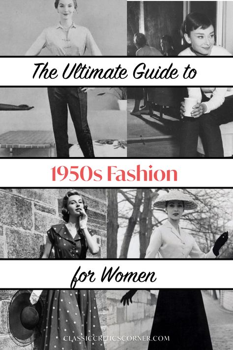 images of women with text overlay "the ultimate guide to 1950s fashion for women" Ladies 50's Fashion, Fifties Outfits 1950s, 1950s Working Women, Casual 1950s Outfits For Women, Womens 1950s Fashion, 1950s Casual Outfits For Women, 50s Fashion For Women 1950s, 1950s Casual Outfits, 1950s Fashion Aesthetic