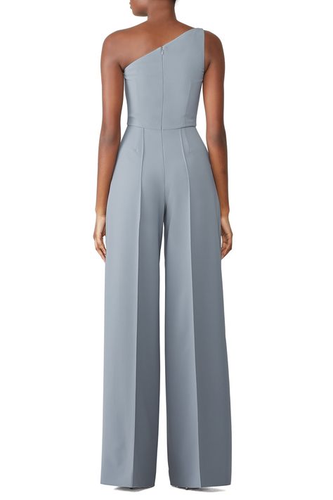 Blue One Shoulder Jumpsuit by Christian Siriano for $210 - $225 | Rent the Runway One Arm Jumpsuit, Jump Suites Outfit Elegant, Stylish Jumpsuit Fashion, Formal Jumpsuits For Women Classy, Blue Jumpsuit Outfit, Blue Jumpsuits Outfit, Jumpsuit Gown, Designer Jumpsuits For Women, Grad Outfits