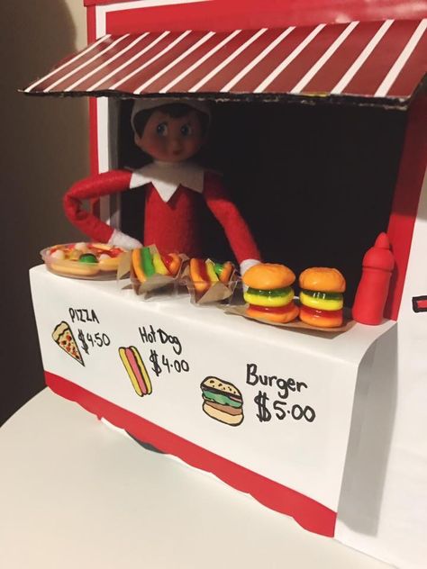 I’m Back Elf Idea, Elf On The Shelf Ideas Funny Hilarious Bad, Elf On The Shelves Ideas, Elf 2024, Burger Stand, Elf Ideas Easy, Elf Kit, Awesome Elf On The Shelf Ideas, Elf Activities