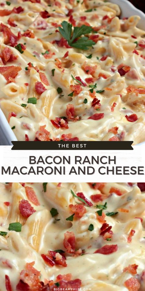 Ranch Macaroni And Cheese, Shell Pasta, Cheese Casserole, Bacon Grease, Bacon Ranch, American Cheese, Ranch Seasoning, Dry Mustard, White Cheddar