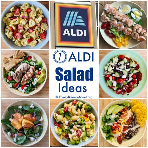 7 ALDI Salad Ideas - Family Balance Sheet Aldi Lunch Ideas, Aldi Salad, Aldi Pasta Salad, Aldi Salad Recipe, Aldi Bean Salad, Aldi Chicken Salad, Aldi Chickpea Salad, Aldi Chicken Salad Recipe, $100 Aldi Meal Plan