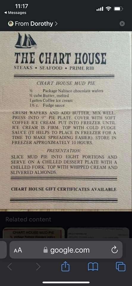 Mud Pie Recipe, Chart House, Steak And Seafood, Fudge Sauce, Chocolate Wafers, Coffee Ice Cream, Pie Plate, Ice Cream Cake, Mud Pie