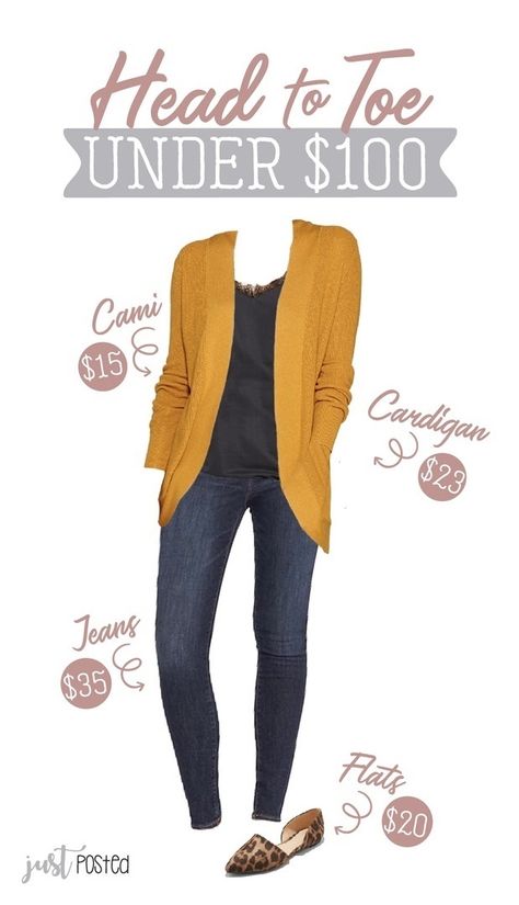 Shop the look from justposted on ShopStyle Mustard Color Outfits, Mustard Cardigan Outfit, Leopard Shoe, Cami Outfit, Mustard Cardigan, Black Lace Cami, Mustard Sweater, Jean Jacket Outfits, Leopard Flats