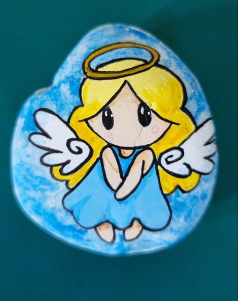 Angel Painted Rocks, Angel Wings Painting, Happy Rock, Christmas Rock, Rock Painting Designs, Stone Crafts, Christmas Ornament Crafts, Fairy Angel, Angel Art