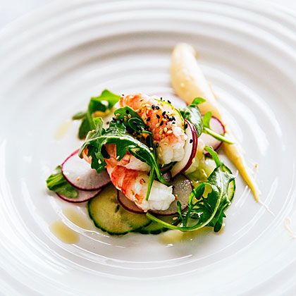 Sesame Salad, Spot Prawns, Prawn Salad, Resep Salad, Sustainable Seafood, Seafood Market, Fine Dining Recipes, Cooking Seafood, Molecular Gastronomy