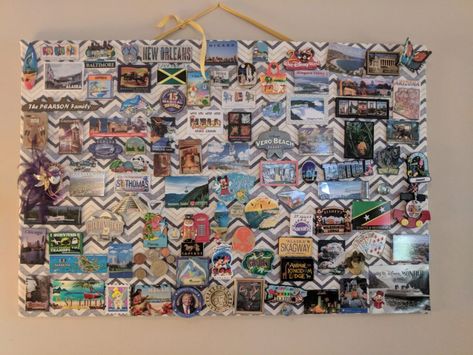 I have collected souvenir magnets for years.  It is a fairly inexpensive way to remember our travels. I created a DIY Magnet Display Board. Travel Magnets Display, Travel Magnets Display Ideas, Travel Magnet Display Ideas, Magnet Display Board, Magnet Display, Diy Magnet Board, Travel Magnets, Scrabble Tile Crafts, Souvenir Display