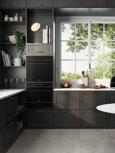 Choosing a built-in or integrated oven for your new kitchen can be a stressful and overwhelming task for many – where do you start? Head over to our buying guide for all the need-to-know information to help make your decision easier. Have a question? Get in touch and we'll be happy to help.  Credit: @edwood_furniture Integrated Oven Kitchen, Smeg Oven, Smeg Kitchen Appliances, Kettle Toaster, Integrated Oven, Smeg Kitchen, Oven Kitchen, Smeg Appliances, Kitchen Redesign