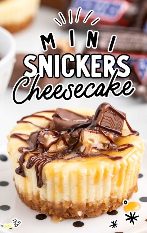 Snickers Mini Cheesecakes, Mini Snickers Cheesecake, Snickers Cheesecake Bars, Skor Cheesecake Recipes, Snicker Cheesecake Recipe, Mini Millionaire Cheesecake, Snickers Dessert, Fruit Deserts, Canadian Dessert