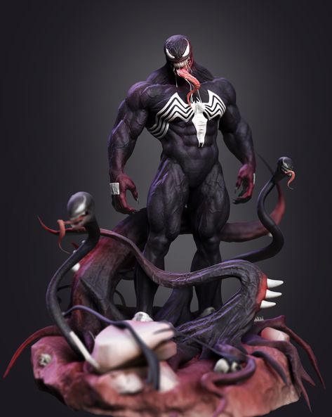 Inhyuk Lee, Venom Figure, Marvel Statues, Symbiotes Marvel, Clash Of The Titans, Black Spiderman, Marvel Figure, Design Comics, Human Anatomy Art