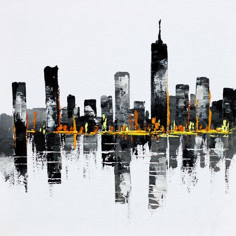 Abstract Skyline Painting, New York City Painting Easy, Levi Painting, City Skyline Painting, Abstract Cityscape Painting, Paul Kenton, City Scape Painting, Abstract Cityscape, New York Painting