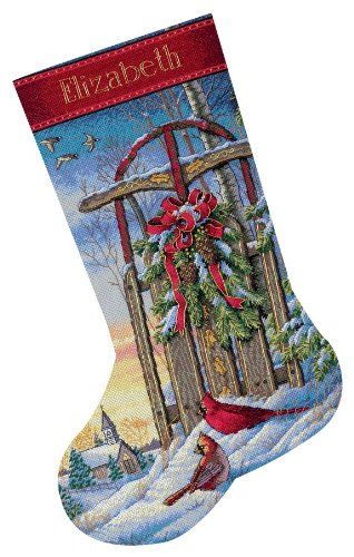 Dimensions Needlecrafts Counted Cross Stitch, Christmas Sled Stocking Dimensions Cross Stitch, Cross Stitch Stocking, Christmas Stocking Kits, Christmas Sled, Cross Stitch Christmas Stockings, Cross Stitch Christmas, Needlepoint Christmas, Stitch Christmas, Diy Cross Stitch