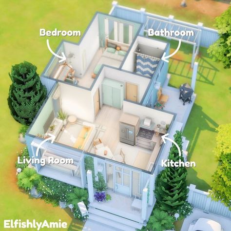 The Sims 4 Tiny House Floor Plans, Sims 4 Build Ideas Layout Tiny House, Starter House Sims 4 Floor Plan, Tiny Home Floorplan Sims 4, Sims 4 1 Bedroom House Layout, Tiny Home Sims 4 Floor Plan, Sims 4 Tiny Home Floor Plan, Sims4 Floor Plans, Sims House Plans Small