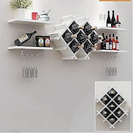 Wine Glass Rack Wall Floating Shelves, Wine And Liquor Wall Rack, Wine Rack Wall Modern Glass, Shelves Kitchen Wall, Wall Wine Racks, Floating Bar Shelves, Farmhouse Shelving, Wine Rack With Glass Holder, Kitchen Wall Shelf