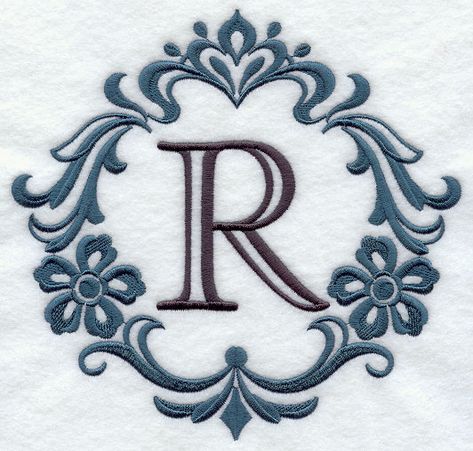 Damask Letter R - 7 Inch Freestanding Lace Embroidery, Holiday Flower, Monogram Alphabet, Alphabet Design, Letter G, Letter V, Free Machine Embroidery Designs, Free Machine Embroidery, Letter R