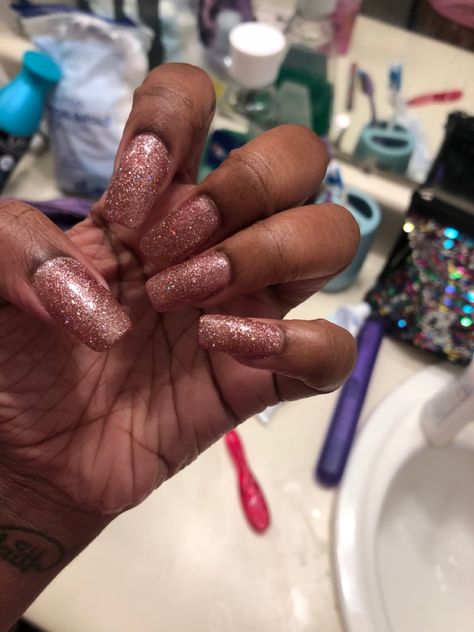 Rose Gold  Glitter Acrylic Nails Rose Gold Wedding Nails For Bride, Gold Wedding Nails For Bride, Rose Gold Prom Nails, Rose Gold Wedding Nails, Gold Glitter Acrylic Nails, Gold Wedding Nails, Gold Prom Nails, Rose Gold Prom, Rose Gold Nails Acrylic