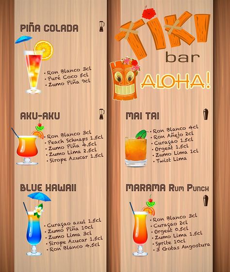 Hawaiian Bar Ideas, Tiki Bar Drinks, Hawaiian Drinks, Hawaiian Cocktails, Hawaii Theme, Luau Birthday Party, Hawaiian Birthday Party, Hawaiian Birthday, Fiesta Tropical