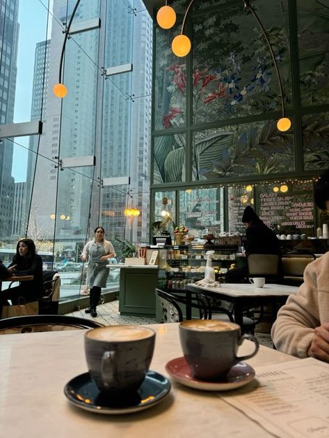 New York City Cafe Aesthetic, Winter Aesthetic Chicago, Chicago Cafe Aesthetic, Chicago Coffee Shop Aesthetic, Cafe Vision Board, City Cafe Aesthetic, Chicago Aesthetic Instagram, Cafe Photography Aesthetic, New York Cafes