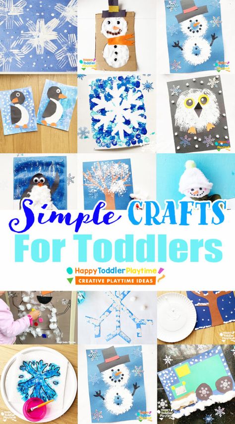 Simple Winter Crafts for Toddlers - Happy Toddler Playtime Build A Snowman With Boxes, Winter Crafts For Two Year Olds, Toddler Winter Craft Ideas, Winter Weather Activities For Toddlers, Let It Snow Crafts For Toddlers, Winter Painting Crafts For Kids, Winter Games For Toddlers, December Crafts For Toddlers Simple, Mitten Craft For Toddlers