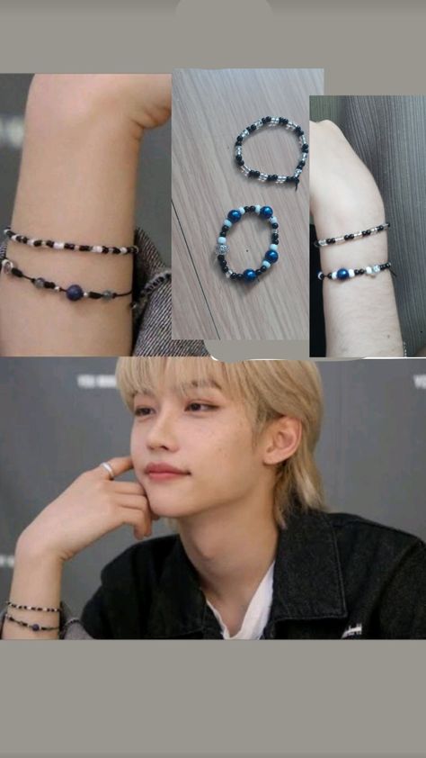 Jewelry Kpop Skz, Skz Inspired Bracelet, Skz Bracelet Ideas, Skz Bracelets, Felix Bracelet, Skz Bracelet, Jewelry Kpop, Pop Beads, Cute Tshirt Designs