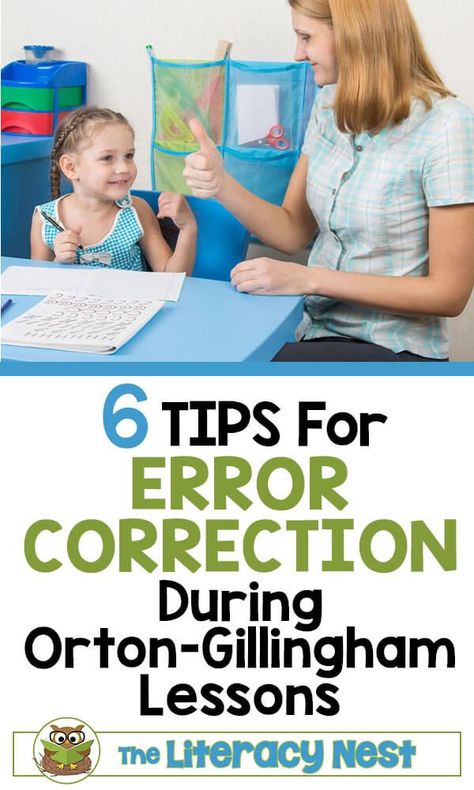 Today, I am discussing how to help a student with error correction during Orton-Gillingham lessons. Feedback is given immediately to students whenever you are implementing the Orton-Gillingham approach.  Click here for 6 tips for error correction during Orton-Gillingham lessons! The Literacy Nest #theliteracynest #ortongillingham #ortongillinghamcorrection Orrin Gillingham, Orton Gillingham Games, Orton Gillingham Organization, Dyslexic Reading Strategies, Orton Gillingham Activities, Multisensory Phonics, Educational Therapy, Multisensory Teaching, Orton Gillingham Lessons