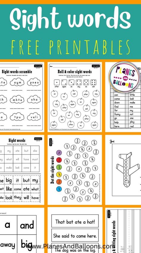 Free Printable Sight Words, Words Worksheets For Kindergarten, Preschool Sight Words Activities, Sight Words Kindergarten Printables, Printable Sight Words, Dolch Sight Word Activities, Sigh Words, Pre K Sight Words, Sight Words Kindergarten Activities