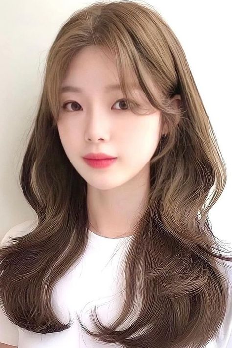 Medium-Length Waves K Drama Hair, Jin Mayajalam, Korea Hairstyle, Korean Hairstyle Ideas, Soft Brown Hair, Hairstyle Asian, Korean Long Hair, Asian Skin Tone, Warm Brown Hair