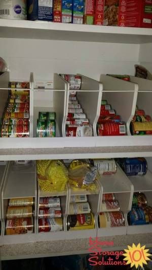 Can storage racks in pantry, to help with can rotation {featured on Home Storage Solutions 101} Built In Can Storage, Rotating Can Storage, Emergency Storage, Canned Good Storage, Food Storage Ideas, Pantry Designs, Storage Hacks Diy, Canned Food Storage, Home Storage Solutions