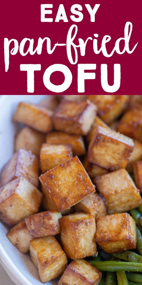 If you're new to cooking tofu and you're looking for an easy recipe that goes well with so many different dishes, you're going to want to bookmark this Easy Pan Fried Tofu Recipe! I've been making it since I was a kid and it's my go-to tofu recipe when I need something easy, flavorful and delicious! #tofurecipe #easyrecipe #panfriedtofu #vegandinner #kidfriendlyfood Ways To Cook Tofu, Scrambled Tofu Recipe, Tofu Recipes Easy, Tofu Steak, Pan Fried Tofu, Cooking Tofu, Tofu Stir Fry, Tofu Recipe, Fried Tofu