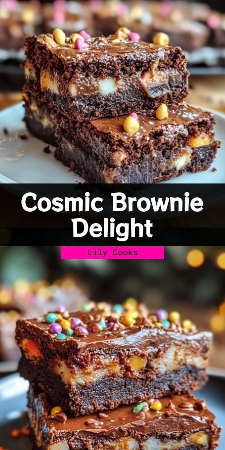 This out-of-this-world dessert features a rich brownie base topped with smooth chocolate ganache and colorful candies. Perfect for celebrations or a sweet escape! Try the recipe now and elevate your dessert game! #CosmicBrownie #DessertHeaven #BakingFun Brownie Delight, Quick Easy Dessert Recipes, Galaxy Desserts, Brownie Desserts Recipes, Easy Beef Recipes, Cosmic Brownies, Easy Dessert Recipes Quick, Simple Delicious Recipes, Star Sprinkles