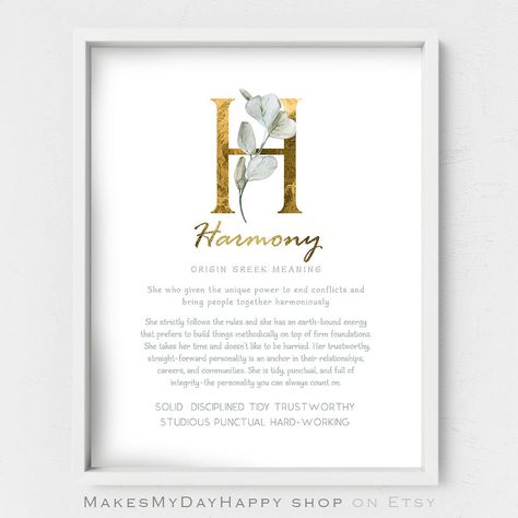 Harmony Name Meaning, Harmony Name, Meaning Name, Names Meaning, Greek Names, Name Origins, Nursery Poster, Name Meaning, Numbers Font