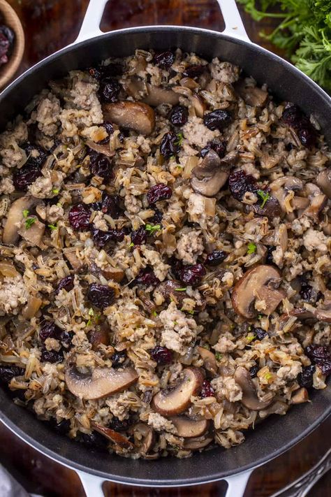 Wild Rice Dressing in Pot Thanksgiving Wild Rice, Wild Rice Dressing, Chicken Wild Rice Casserole, Turkey Bacon Wrap, Rice Dressing, Hotdish Recipes, Wild Rice Casserole, Rice Stuffing, Chicken Wild Rice Soup