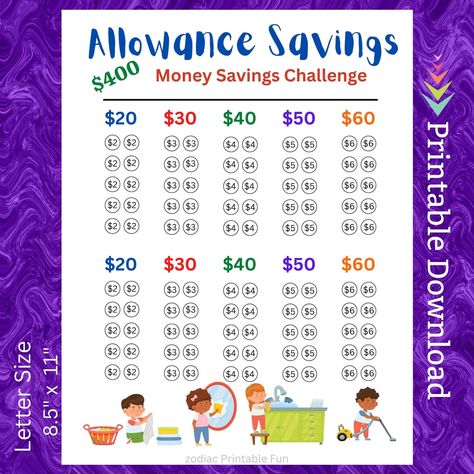 Savings Challenge For Kids, Fun Money Saving Challenges, Kids Savings Challenge, Kids Savings Plan, Fun Savings Challenge Games, Teen Savings Challenge, Savings For Kids, Challenge For Teens, Allowance For Kids