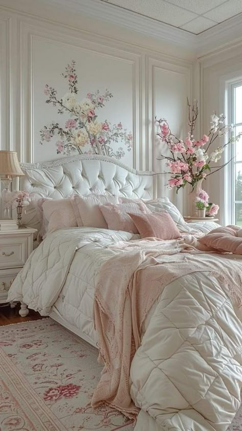 Shabby Chic Bedrooms, Dream House Rooms, Dream Room Inspiration, Room Makeover Bedroom, Pink Bedroom, Chic Bedroom, Room Makeover Inspiration, Dream House Interior, Master Bedrooms Decor