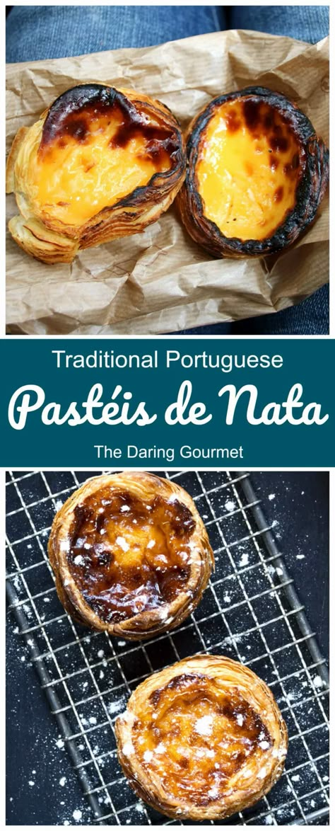 Custard Danish Recipe, Nata Recipe, Natas Recipe, Daring Gourmet, Portuguese Custard Tarts, Portuguese Tarts, Portuguese Egg Tart, Sweet Custard, French Tart