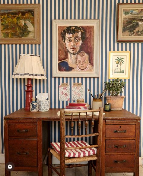 Funky House, Striped Room, Striped Walls, Maximalist Decor, Vintage Interior, Striped Wallpaper, Tangier, Interior Inspo, House Inspo