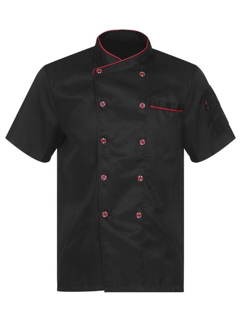 PRICES MAY VARY. High quality fabric, soft touch feeling, sweat-absorbent and breathable, the tops will give you a comfortable wearing experience. Unisex chef jacket, cross-over collar, double-breasted for easy wearing, contrast color trimming details, simple but stylish Short sleeve chef coat with breathable mesh panel on the upper back, long sleeve chef coat can be rolled up to switch to 3/4 sleeves Humanized chest pocket and arm pocket design, beautiful and practical, it can be used to place