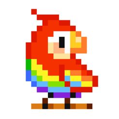 easy huge pixel art - Google Search Pixel Art Coloring, Retro Games Pixel, Parrot Craft, Lego Stickers, Parrot Drawing, Parrots Art, Doodle Art Drawing, Cross Stitch Bookmarks, Minecraft Art