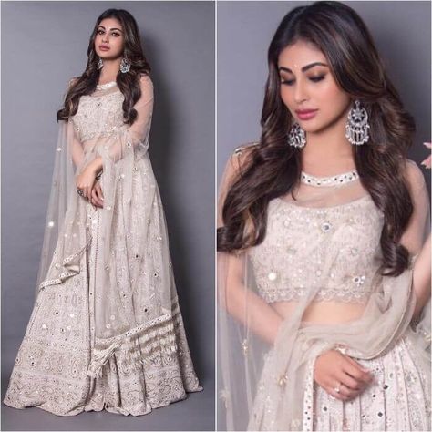 Bollywood Actresses in Lehenga Choli with Killing Look - K4 Fashion Actress In Lehenga, Gray Lehenga, Mony Roy, India Textiles, Indian Wedding Gowns, Indian Bridesmaids, White Lehenga, Indian Outfits Lehenga, Wedding Lehenga Designs