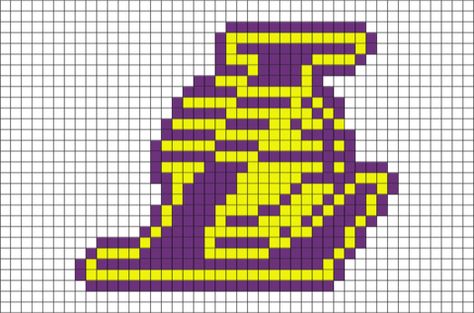 Los Angeles Lakers Pixel Art Nba Logos, Perler Projects, 8 Bit Art, Tiny Cross Stitch, Easy Pixel Art, Surreal Artwork, Pixel Art Grid, Graph Paper Art, Pix Art