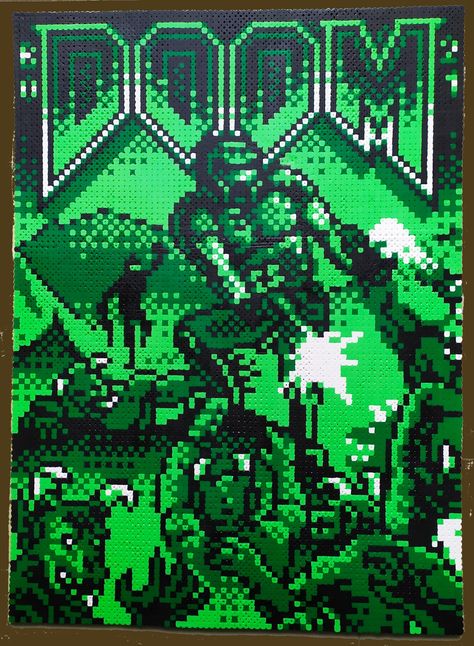 Doom Perler Beads, Doom Cover, Doom Classic, Pokemon Cross Stitch Patterns, Perler Bead Mario, Melty Bead Patterns, Toy Story Characters, Arte 8 Bits, Perler Art