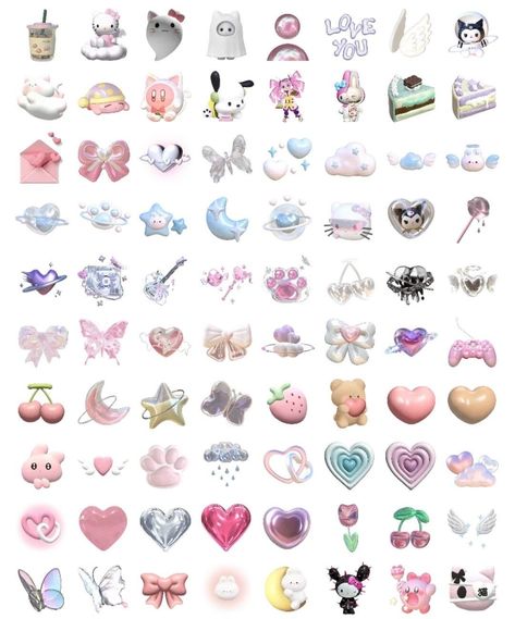 Y2k Scrapbook Stickers, Y2k Emojis, Y2k Stickers Aesthetic, Sticker Y2k, Phone Emoji, Apple Emojis, Imessage Sticker, 헬로키티 배경화면, Y2k Stickers