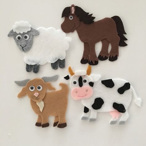 Preschool Puppets, Felt Farm Animals Pattern, Felt Crafts Kids, Felt People, Flannel Stories, Felt Board Patterns, Animal Felt, Felt Boards, Felt Puppets