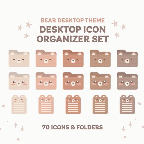 Cute bear theme desktop folder icons | For Window and Mac | Beige desktop icons | Neutral desktop icons | Minimal icons | Aesthetic icons by DoodlelabStudio on Etsy Minimal Icons Aesthetic, Folder Icon Aesthetic, Aesthetic Desktop Icon, Folder Icons For Mac, Desktop Folder Icons, Twitch Streaming Setup, Desktop Themes, Desktop Icons, Cute Laptop Wallpaper