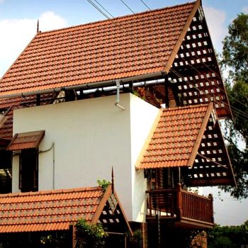 Terracotta Tiles, Jaalis, Mangalore Roof Tiles, Ceiling Tiles Bricks Small House Design Kerala, Chettinad House, Terracotta Flooring, Red Roof House, Square House Plans, Concrete Roof Tiles, Terracotta Roof Tiles, Terrace Tiles, Roofing Tiles