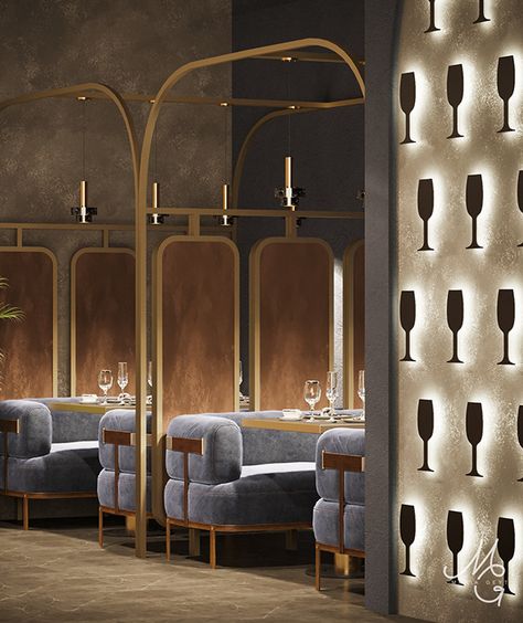 Booth Seating Restaurant, Restaurant Interior Design Modern, Restaurant Seating Design, Restaurant Booth Seating, Luxury Restaurant Interior, Modern Restaurant Design, Neoclassical Interior, Restaurant Seating, Bar Interior Design