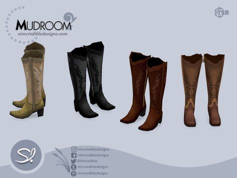 Sims 4 Cowgirl Boots Cc, Cowgirl Cc Sims 4, Sims 4 Cowboy Boots, Sims 4 Cc Cowgirl, Sims 4 Cowgirl Cc, Ranch Boots, Black Cowgirl Boots, Cowboy Pants, Cc Shoes